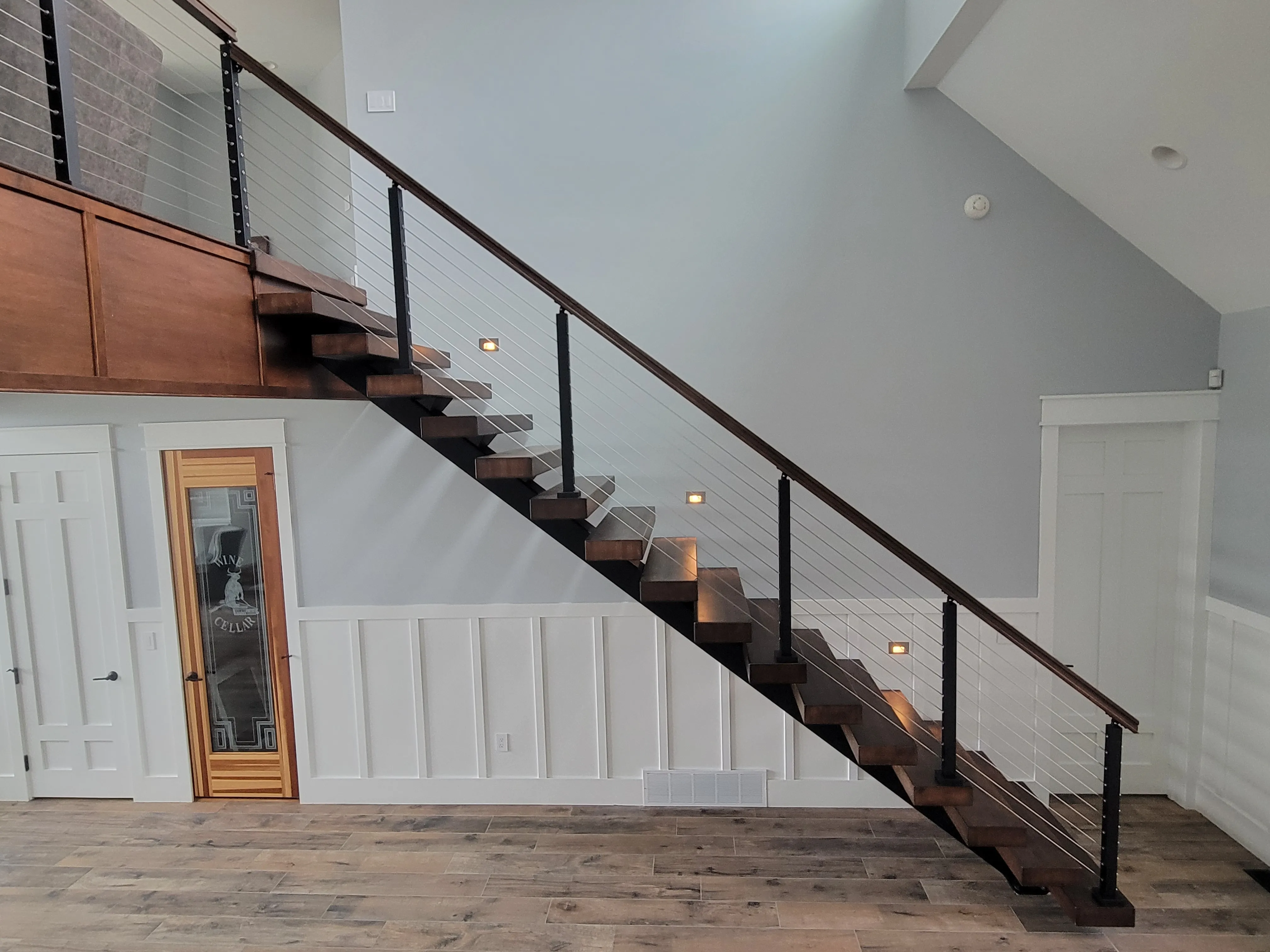 Custom wood floating stairs