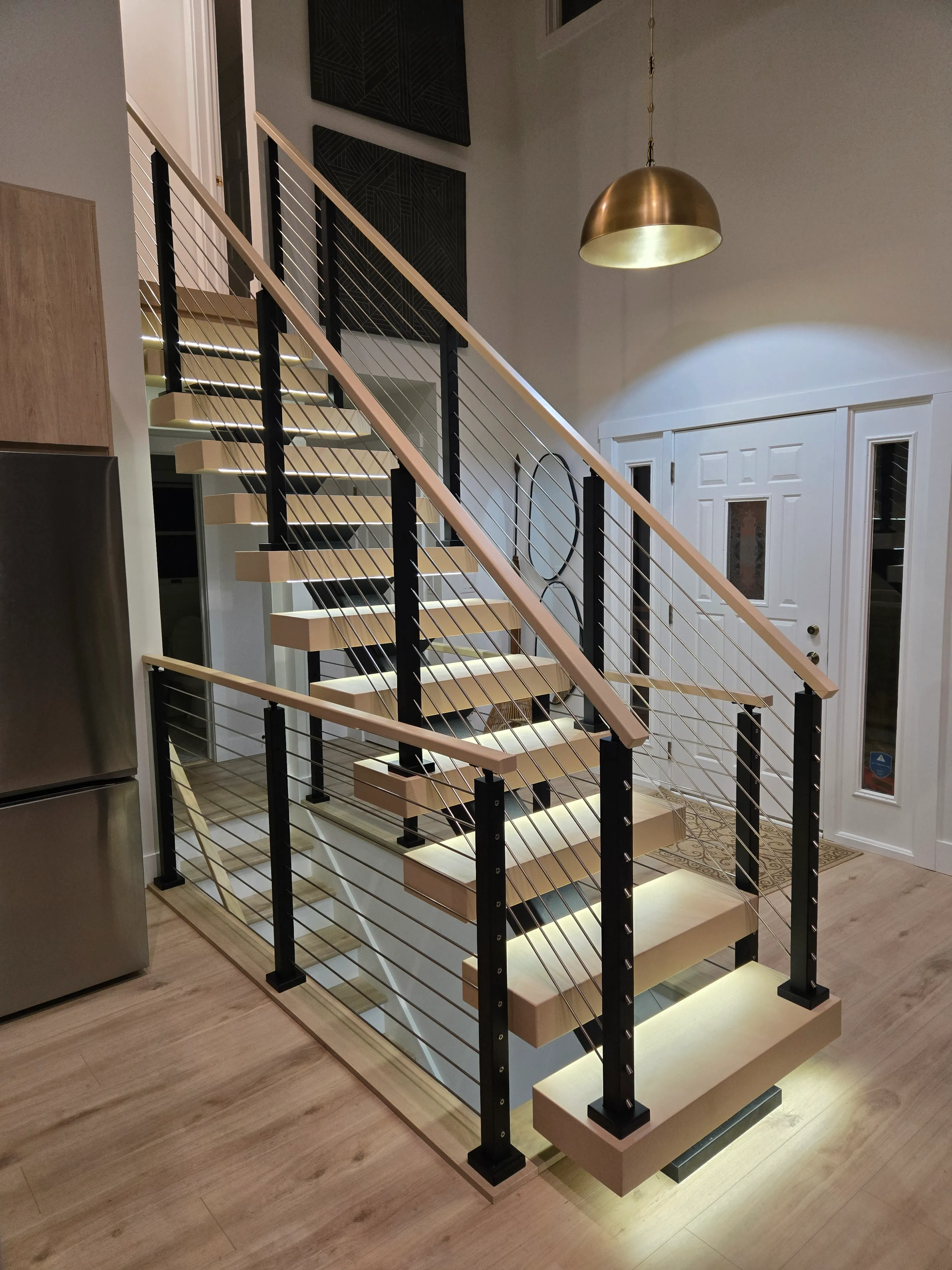 Modern home floating staircase
