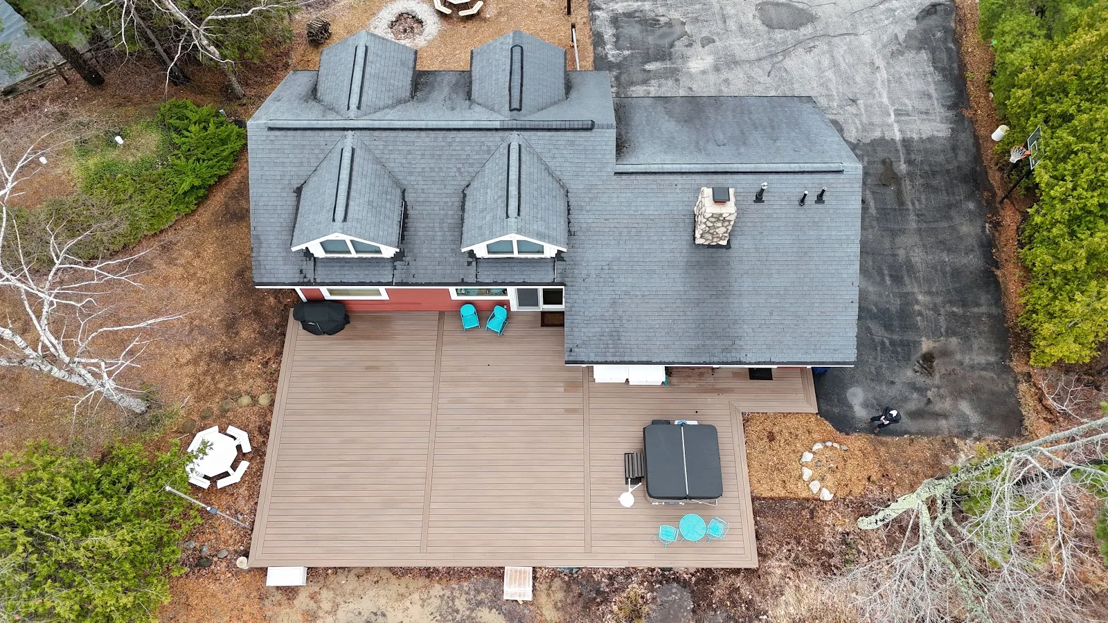 Aerial view of composite deck in Forest Home Township MI
