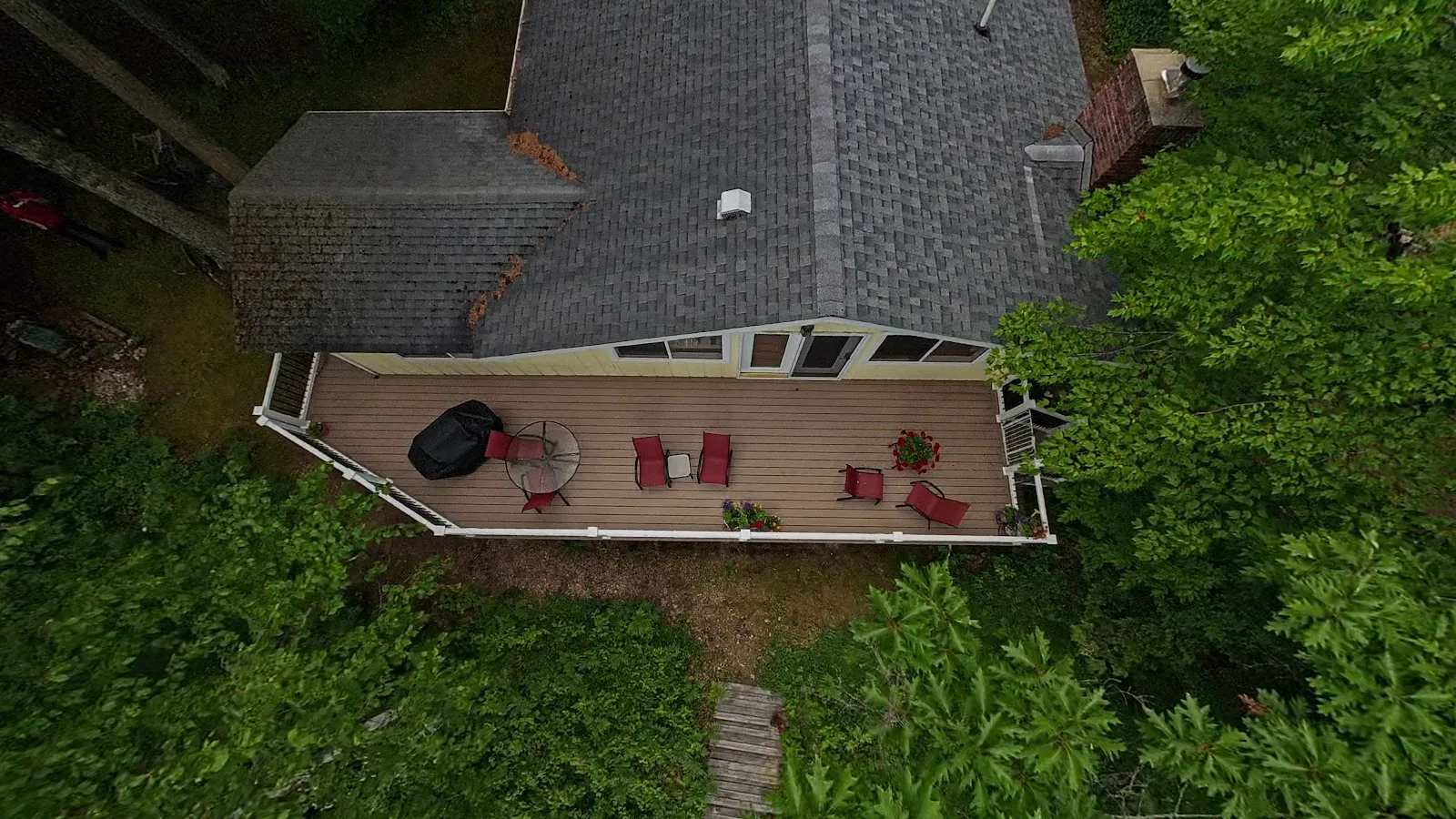 Aerial view of custom deck in Star Township MI
