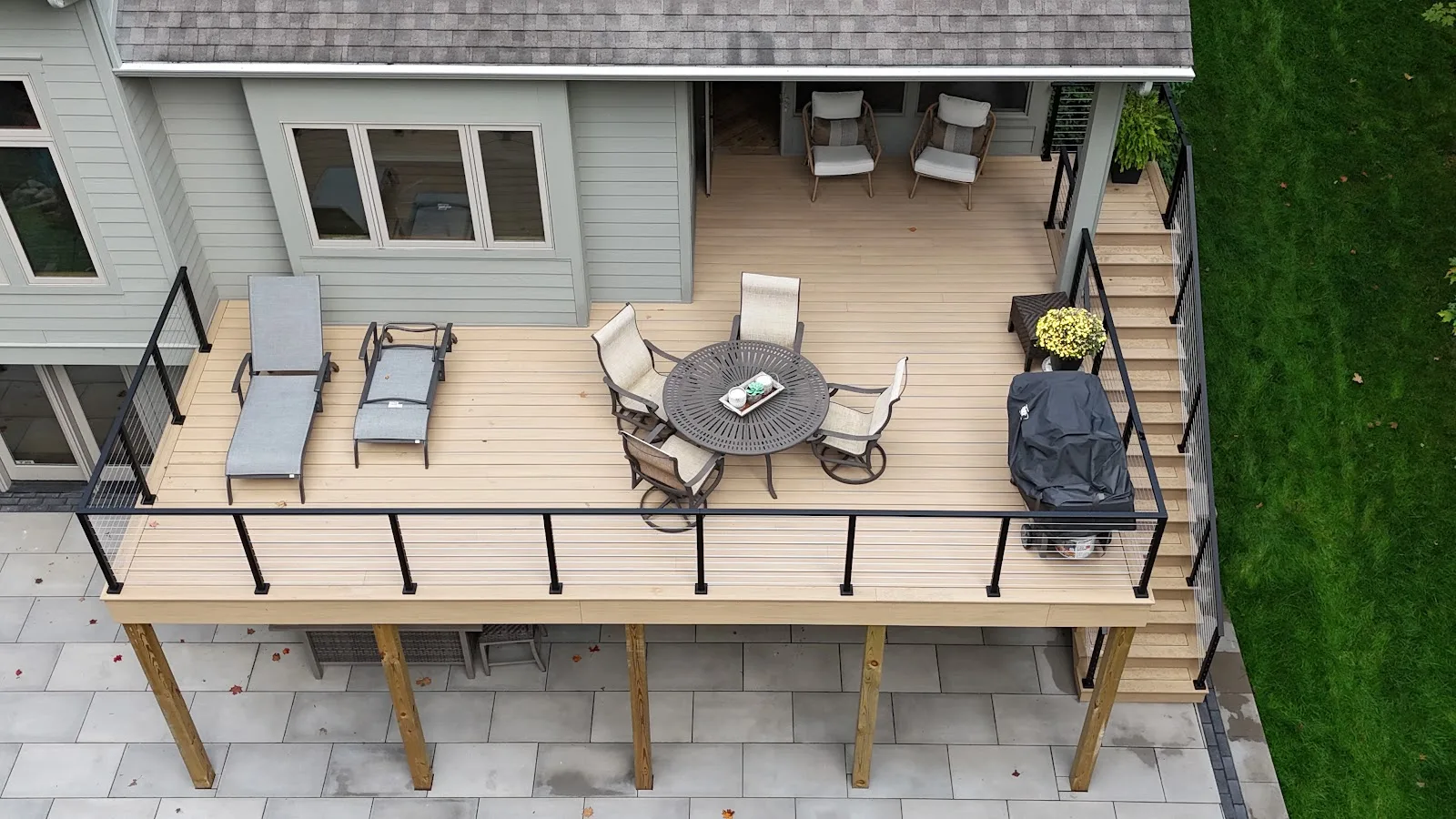 Aerial view of composite deck in Echo Township MI