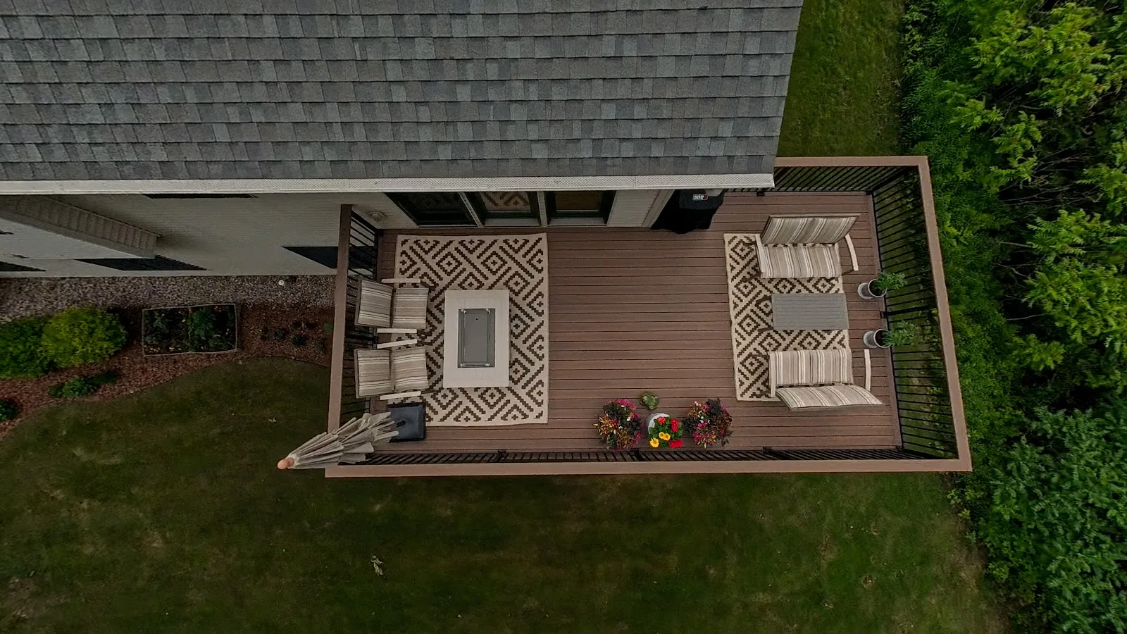 Aerial view of composite deck in Ellsworth Township MI